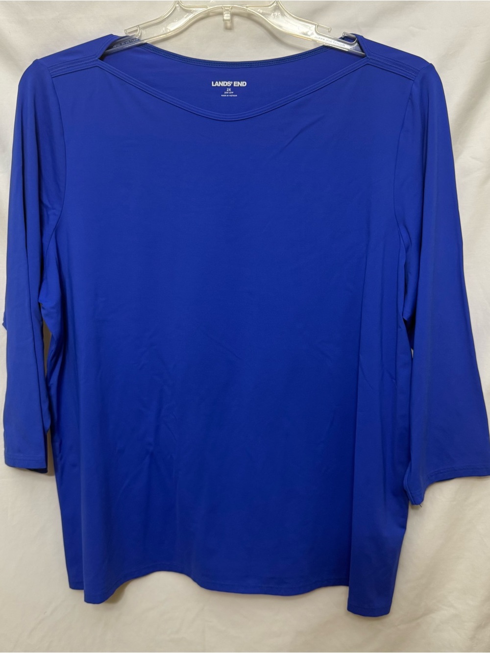 Lands' End Women's Bright Royal Blue 3/4 Sleeve Top, 2X